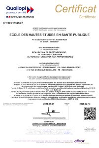 Certificat Qualiopi EHESP - 2023-2026